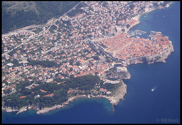 Aerial view of the walled city of the old town, Dubrovnik