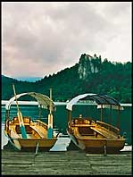 Empty Gondolas on Lake Bled, Slovenia