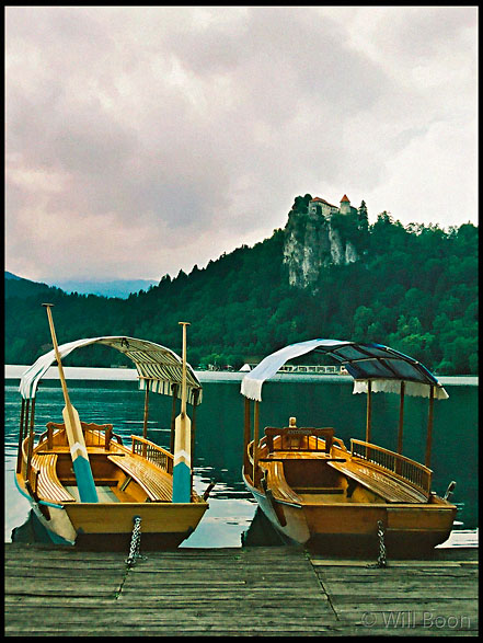 Gondolas on Lake Bled, Slovenia